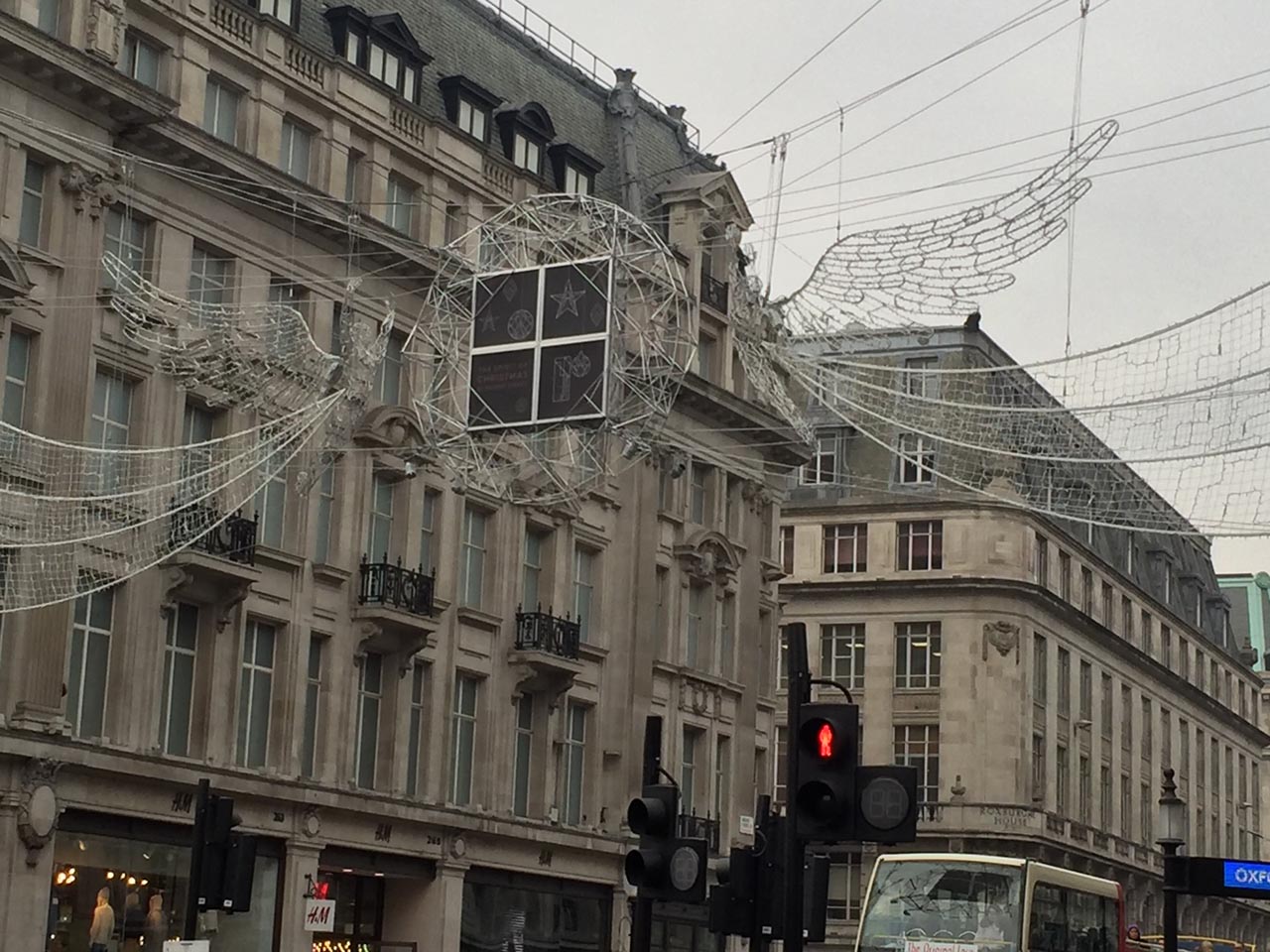 Photo of our netting in use on Christmas lighting installations on Regent Street.